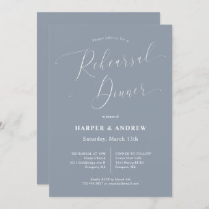 Dusty Blue Minimal Wedding Rehearsal Dinner Invitation