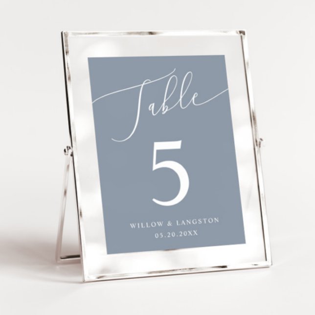 Dusty Blue Minimal Wedding   Table Number (Creator Uploaded)