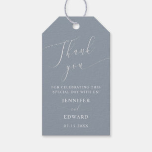 Dusty Blue Minimal Wedding Thank You  Gift Tags