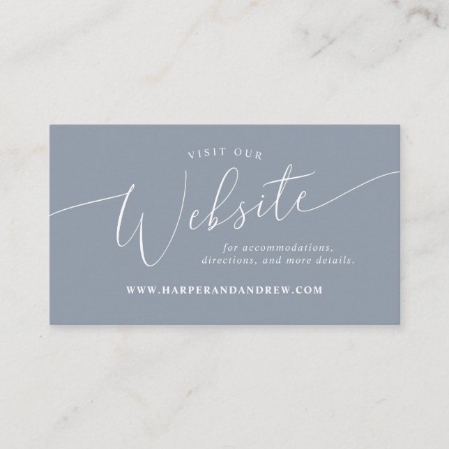 Dusty Blue Minimal Wedding Website   Enclosure Card (Front)