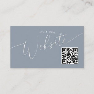 Dusty Blue Minimal Wedding Website QR code  Enclosure Card