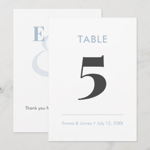 Dusty Blue Minimalist Ampersand Table Number