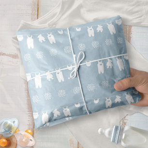 Dusty Blue Minimalist Baby Boy Shower Tissue Paper