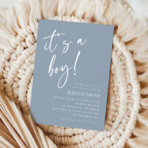 Dusty Blue Minimalist Boy Baby Shower