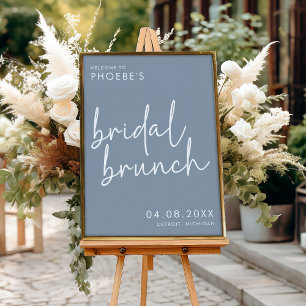 Dusty Blue Minimalist Bridal Brunch Welcome Poster