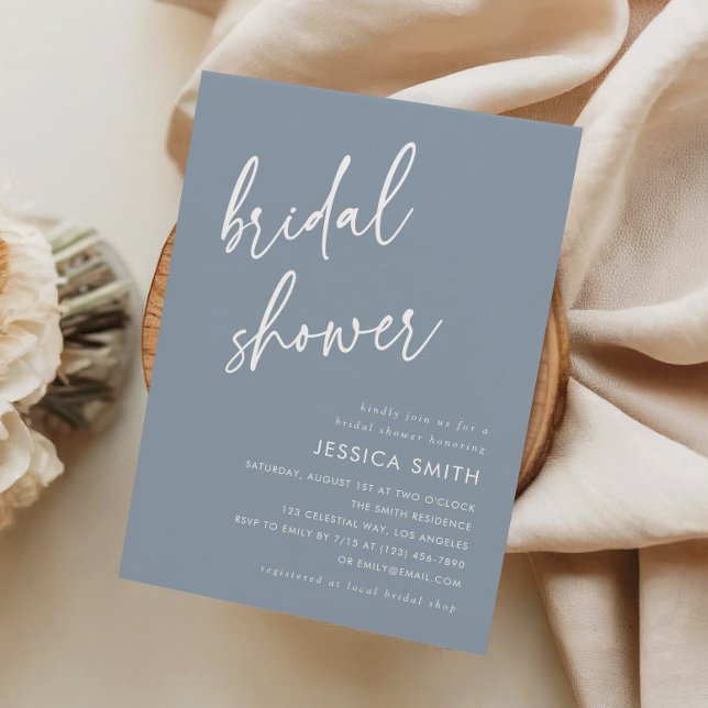 Dusty Blue Minimalist Bridal Shower Invitation (Creator Uploaded)
