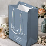 Dusty Blue Minimalist Bridal Shower Thank You Medium Gift Bag<br><div class="desc">Your bridal shower was a day to remember,  now make thanking your guests just as special with these elegant Dusty Blue Minimalist Bridal Shower Thank You Gift Bags. Custom printed with the guest's name and your wedding date,  these bags show your gratitude in a stylish,  personalised way.</div>