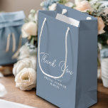 Dusty Blue Minimalist Bridal Shower Thank You Small Gift Bag<br><div class="desc">Give thanks in style with these Dusty Blue Minimalist Bridal Shower Thank You Gift Bags. Custom printed with each guest's name and your wedding date,  they show your gratitude in a personalised,  memorable way.</div>