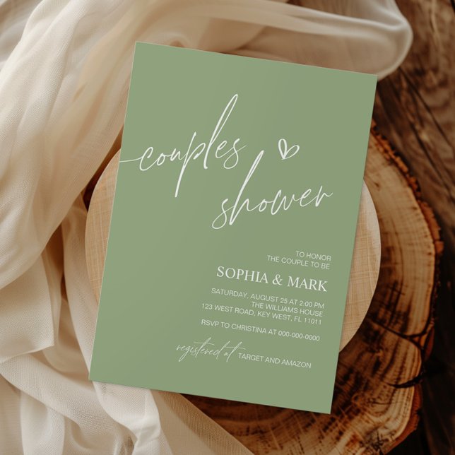 Dusty Blue Minimalist Couples Shower Invitation (Creator Uploaded)