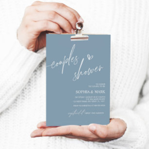 Dusty Blue Minimalist Couples Shower Invitation