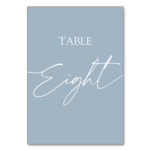 Dusty blue minimalist elegant table eight table number