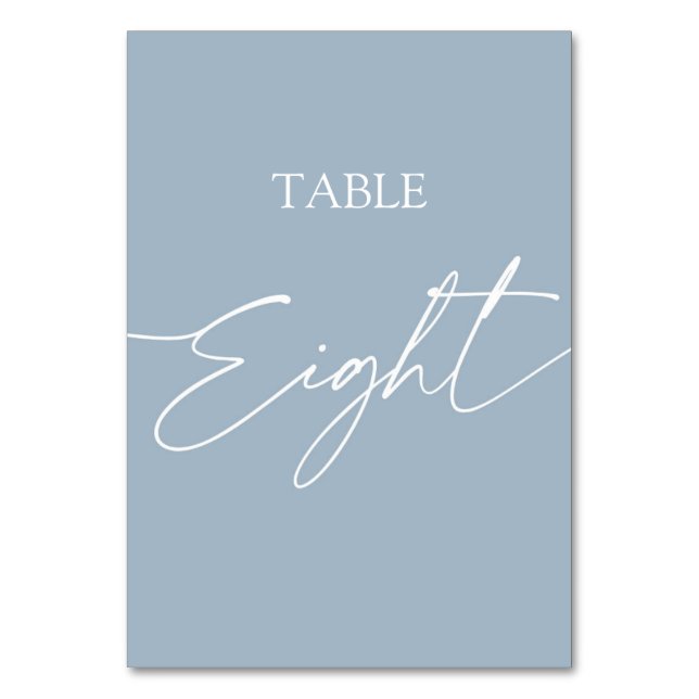 Dusty blue minimalist elegant table eight table number (Front)