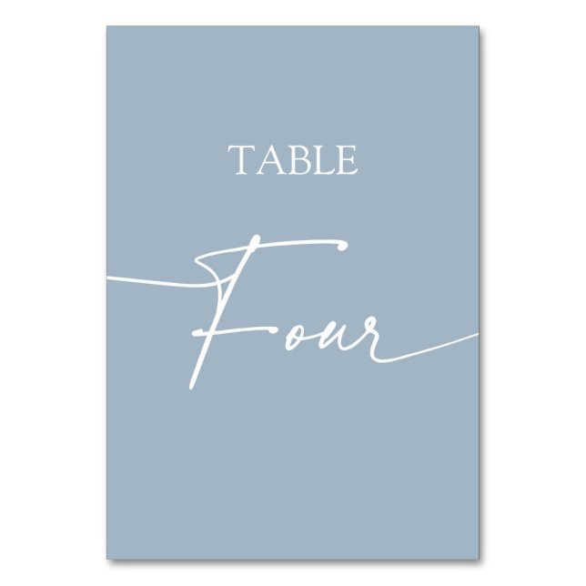 Dusty blue minimalist elegant table four table number (Front)