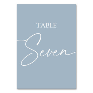 Dusty blue minimalist elegant table seven number