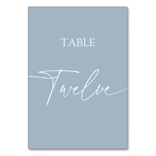 Dusty blue minimalist elegant table twelve number