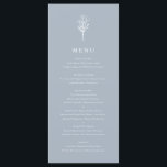 Dusty Blue Minimalist Floral Bouquet Wedding Menu<br><div class="desc">Add a touch of elegance to your event with our customisable menu card, featuring a floral bouquet in minimalist line art. Perfect for weddings, graduations, birthdays, and more. Tailor your menu card to suit your event by customising the text and background colours to match your style. Choose from a wide...</div>