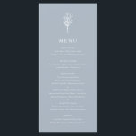 Dusty Blue Minimalist Floral Bouquet Wedding Menu<br><div class="desc">Add a touch of elegance to your event with our customisable menu card, featuring a floral bouquet in minimalist line art. Perfect for weddings, graduations, birthdays, and more. Tailor your menu card to suit your event by customising the text and background colours to match your style. Choose from a wide...</div>