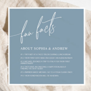 Dusty Blue Minimalist Fun Facts Wedding Napkins