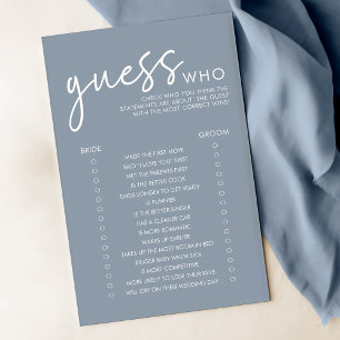 Dusty Blue Minimalist Guess Who Bridal Shower Game