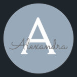 Dusty Blue Minimalist Modern Monogram Elegant  Classic Round Sticker<br><div class="desc">Introducing our Dusty Blue Minimalist Modern Monogram Elegant Collection: Elevate your style with understated sophistication and timeless charm. Our collection features minimalist designs in a soothing dusty blue hue, enhanced with elegant monograms tailored to your personal taste. From refined stationery to versatile accessories, each piece in our collection is meticulously...</div>