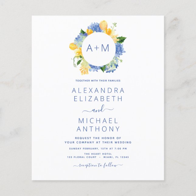 Dusty Blue Minimalist Modern Monogram Elegant Flyer (Front)
