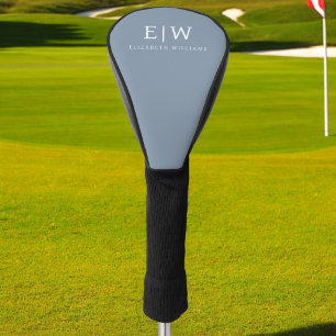 Dusty Blue Minimalist Modern Monogram Elegant Golf Head Cover