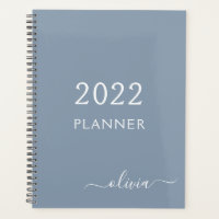 Dusty Blue Minimalist Modern Monogram Elegant