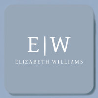 Dusty Blue Minimalist Modern Monogram Elegant