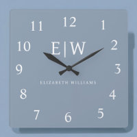 Dusty Blue Minimalist Modern Monogram Elegant
