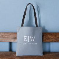 Dusty Blue Minimalist Modern Monogram Elegant