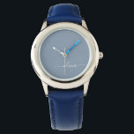 Dusty Blue Minimalist Modern Monogram Elegant  Watch<br><div class="desc">Introducing our Dusty Blue Minimalist Modern Monogram Elegant Collection: Elevate your style with understated sophistication and timeless charm. Our collection features minimalist designs in a soothing dusty blue hue, enhanced with elegant monograms tailored to your personal taste. From refined stationery to versatile accessories, each piece in our collection is meticulously...</div>