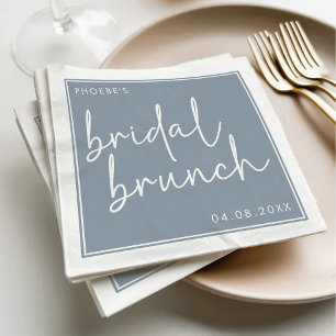 Dusty Blue Minimalist Script Bridal Brunch Napkin