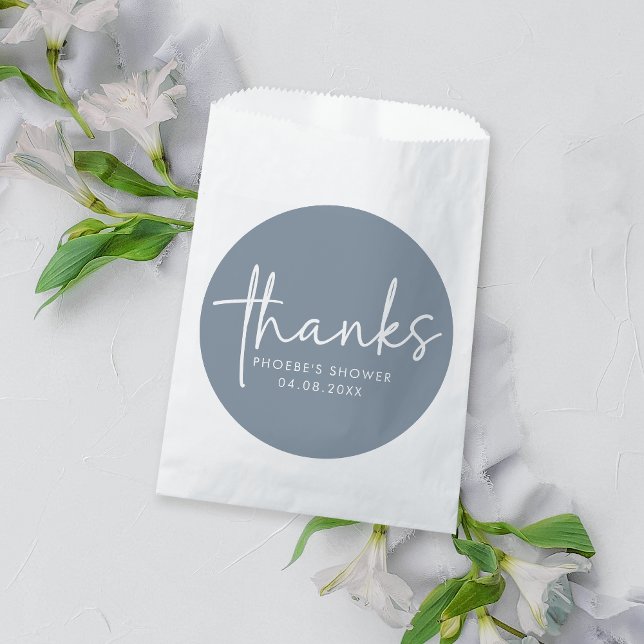 Dusty Blue Minimalist Script Bridal Shower Favour Bag (Creator Uploaded)