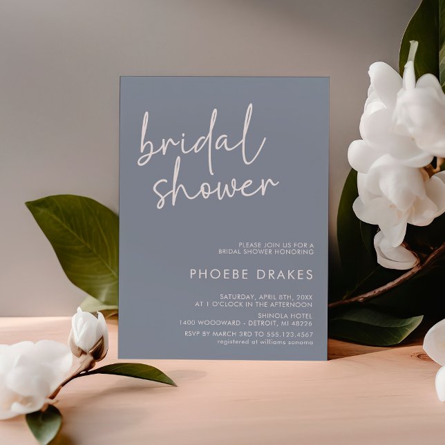 Dusty Blue Minimalist Script Bridal Shower Invitation (Creator Uploaded)