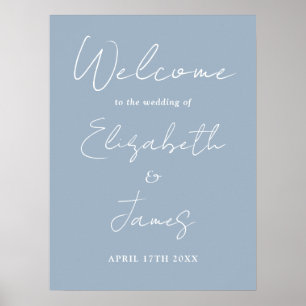 Dusty Blue Minimalist Script Wedding Welcome Sign