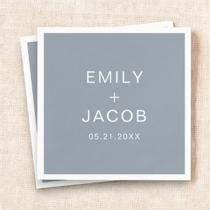 Dusty Blue Minimalist Simple Modern Wedding Napkin