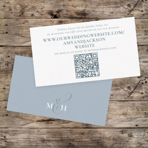 Dusty Blue Minimalist Simple Photo QR Code Website Enclosure Card