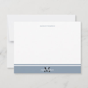 Dusty Blue Minimalist Stripe line with Monogram Card