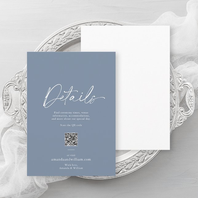 Dusty Blue Minimalist Wedding Details Card (Creator Uploaded)