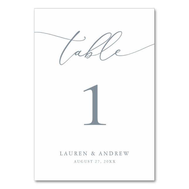 Dusty Blue Minimalist Wedding | Event Custom Table Number (Front)