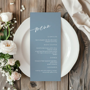 Dusty Blue Minimalist Wedding Menu