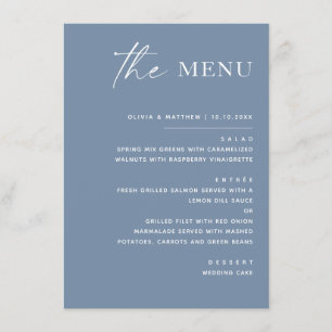 Dusty Blue Minimalist Wedding Modern Simple Menu