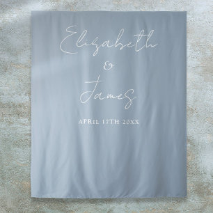 Dusty Blue Minimalist Wedding Photo Backdrop Tapestry