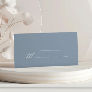 Dusty Blue Minimalist Wedding Place Card