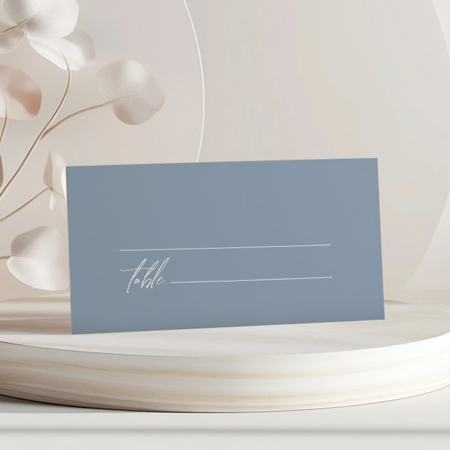Dusty Blue Minimalist Wedding  Place Card (Creator Uploaded)