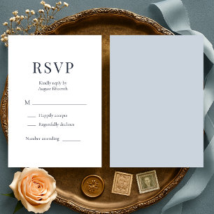 Dusty Blue Minimalist Wedding RSVP Card