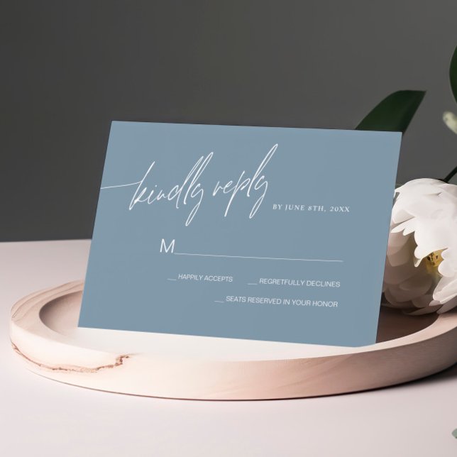 Dusty Blue Minimalist Wedding RSVP Card (Creator Uploaded)