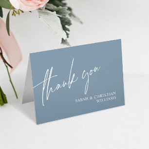 Dusty Blue Minimalist Wedding Thank You Card