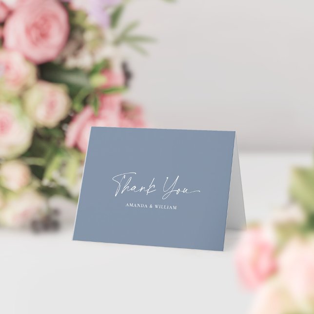 Dusty Blue Minimalist Wedding Thank You Card (Creator Uploaded)