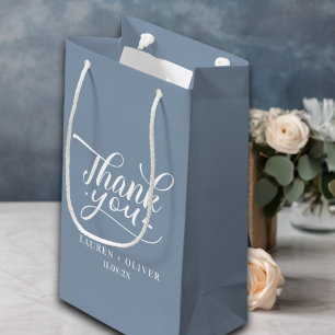 Dusty Blue   Minimalist Wedding Thank You Small Gift Bag